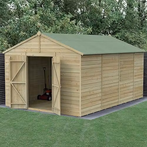 Forest Garden Gable Apex Wooden Shed with Double Doors in Brown or Green – 2