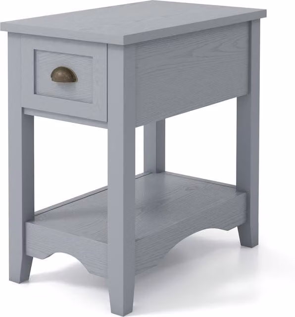 COSTWAY Retro Rectangular Side Table and Nightstand in Grey