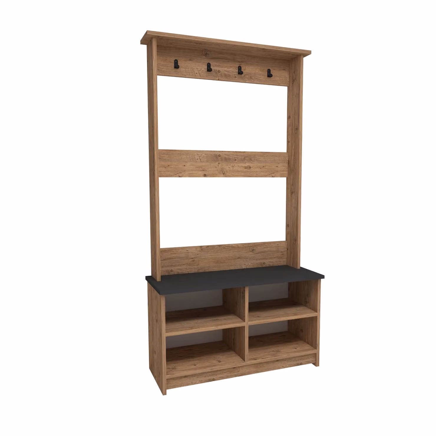 Destina Home Amelia Hall Tree Coat Rack with Bench and Shelves in Anthracite Grey, H 173.6 x W 90.0 x D 35.0 cm – 3