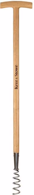 Kent & Stowe Corkscrew Weeder in Brown with Stainless Steel and Wood Handle, 97 cm Long Handle