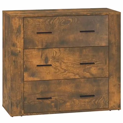 vidaXL Modern Smoked Oak Sideboard in Brown, W/D/H: 80 x 33 x 70 cm – 1