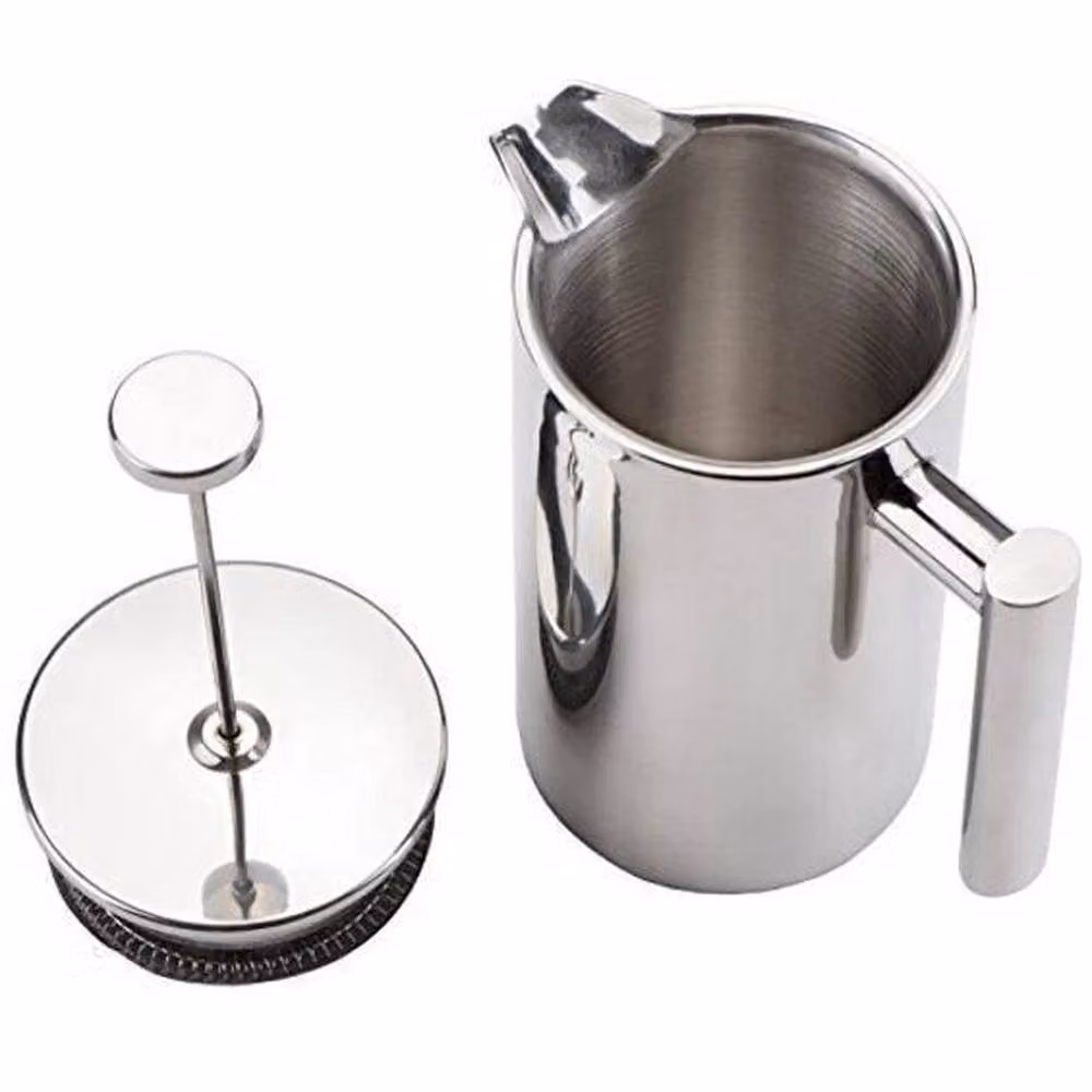KORVIXA Double Wall Cafetiere Filter Coffee Maker Plunger in Silver – 3