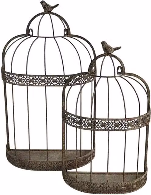 Minster Stylish Living Ltd Set of 2 Rustic Metal Flower Baskets in Grey, W: 36 cm, D: 15 cm, H: 60 cm – 1