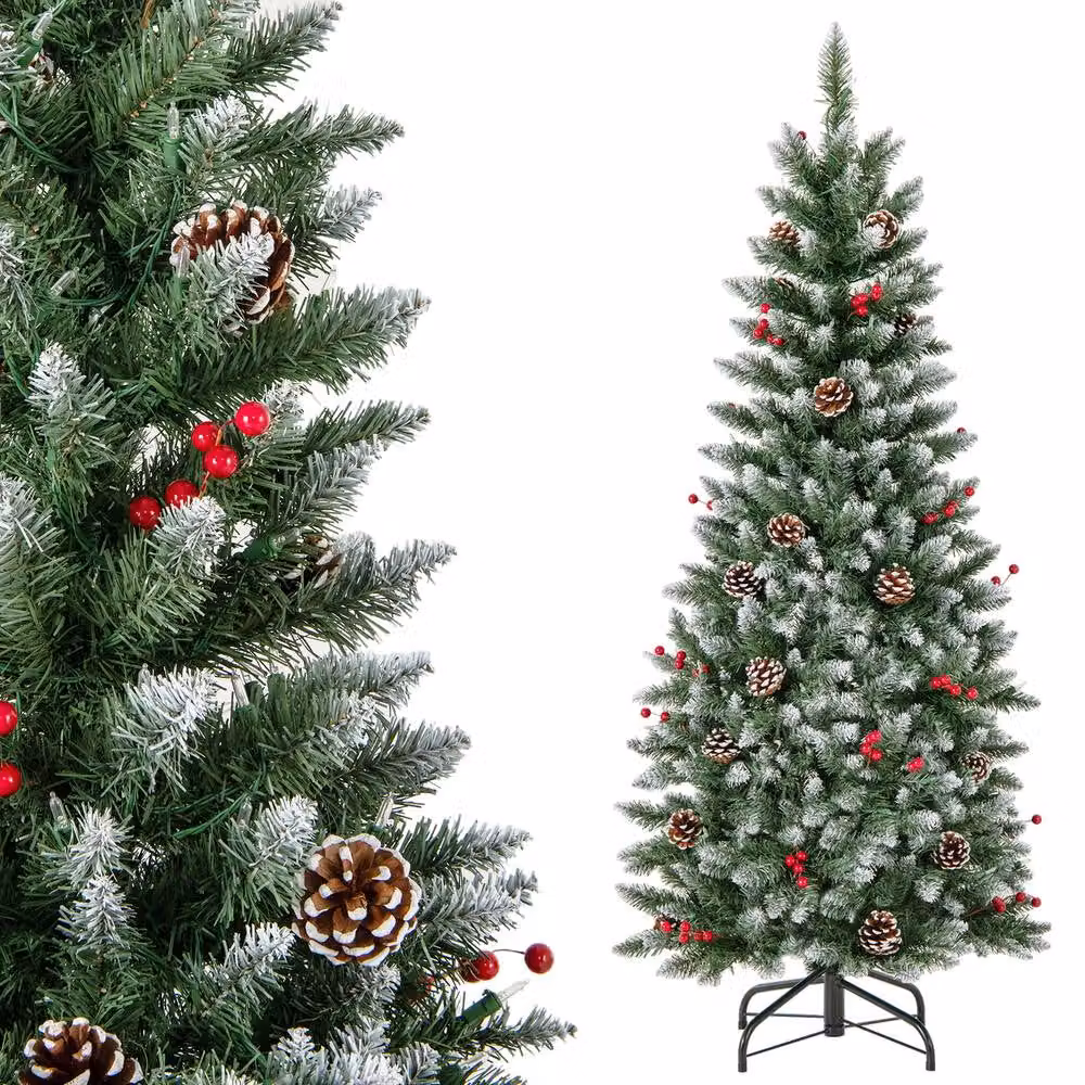 Costway 5 FT Green Artificial Hinged Christmas Tree with 408 Branch Tips – 2