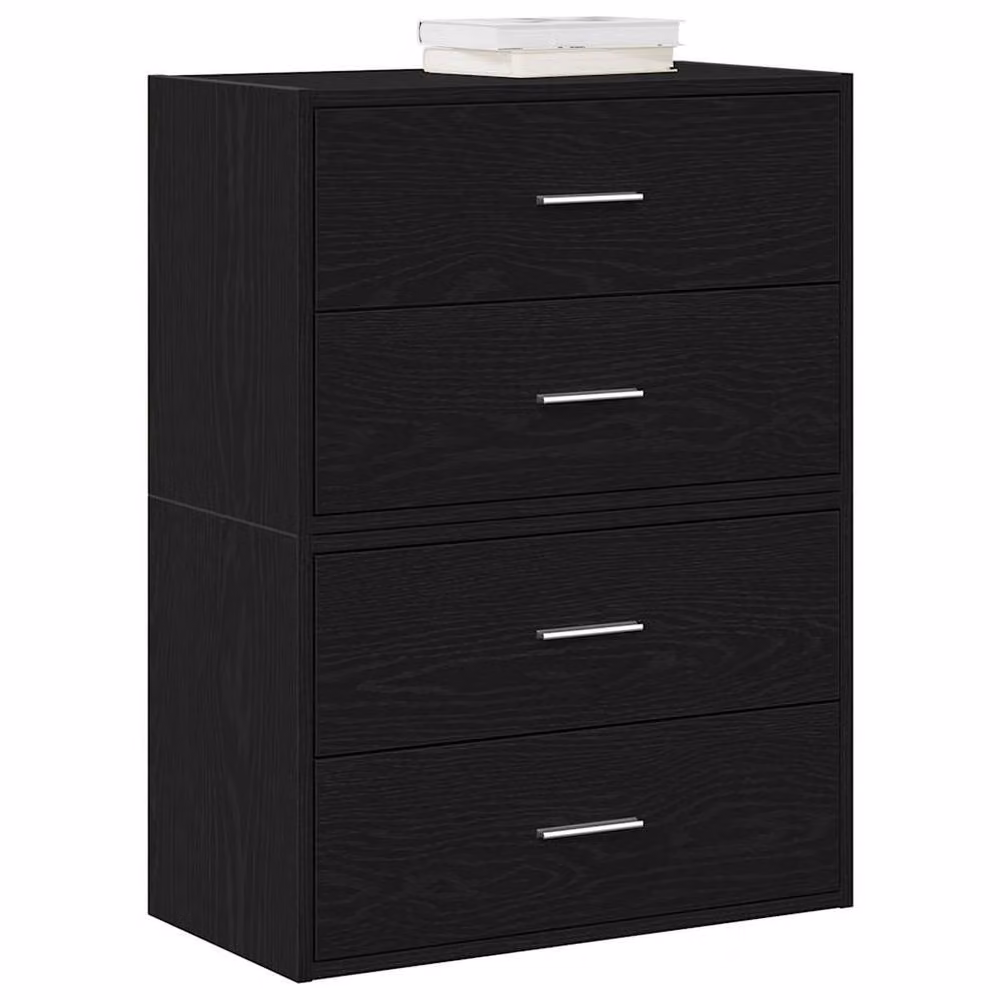 Berkfield Home Set of 2 Black Oak Cabinets with 2 Drawers, W/D/H: 60 x 31 x 40 cm – 2