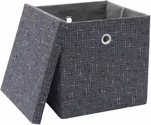MantraRaj Shadow Paper Collapsible Fabric Storage Boxes with Lids, Grey, W: 30.0 cm, D: 28.0 cm, H: 30.0 cm – 1