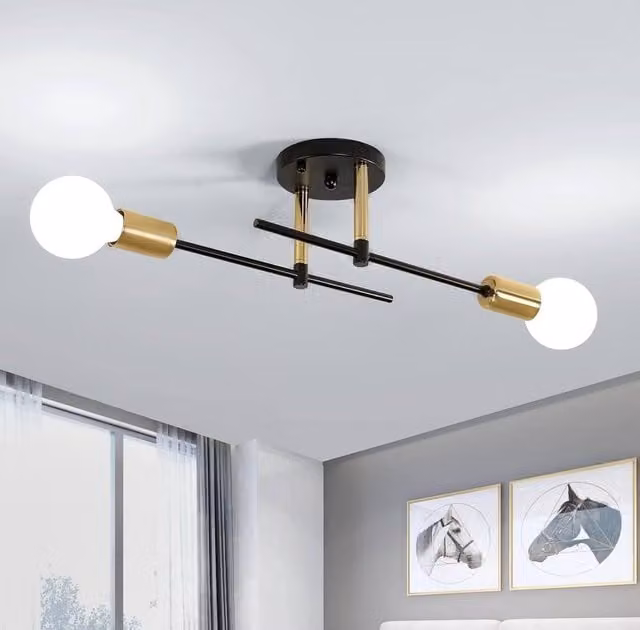 Goeco Vintage E27 Modern Chandelier Ceiling Light in Metallic Gold – 1