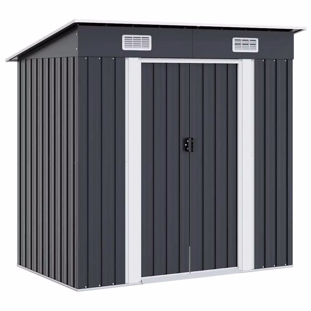Berkfield Home Modern Pent Garden Shed in Anthracite Grey Galvanised Steel W/D/H: 190 x 124 x 181 cm – 2