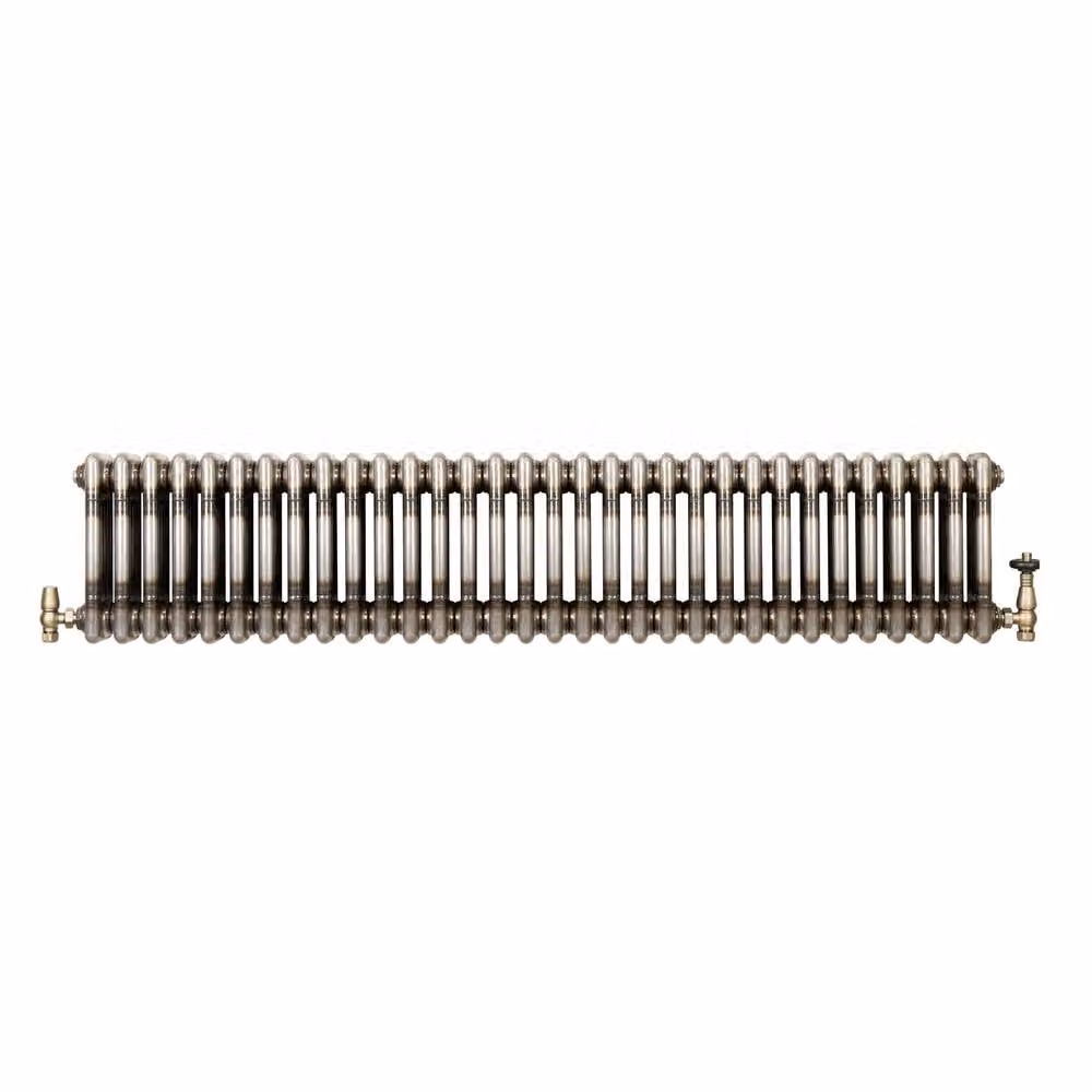 Monstershop Traditional 3 Column Steel Radiator with Integrated Valves, Silver, W: 30 cm, H: 146 cm, D: 6 cm – 2