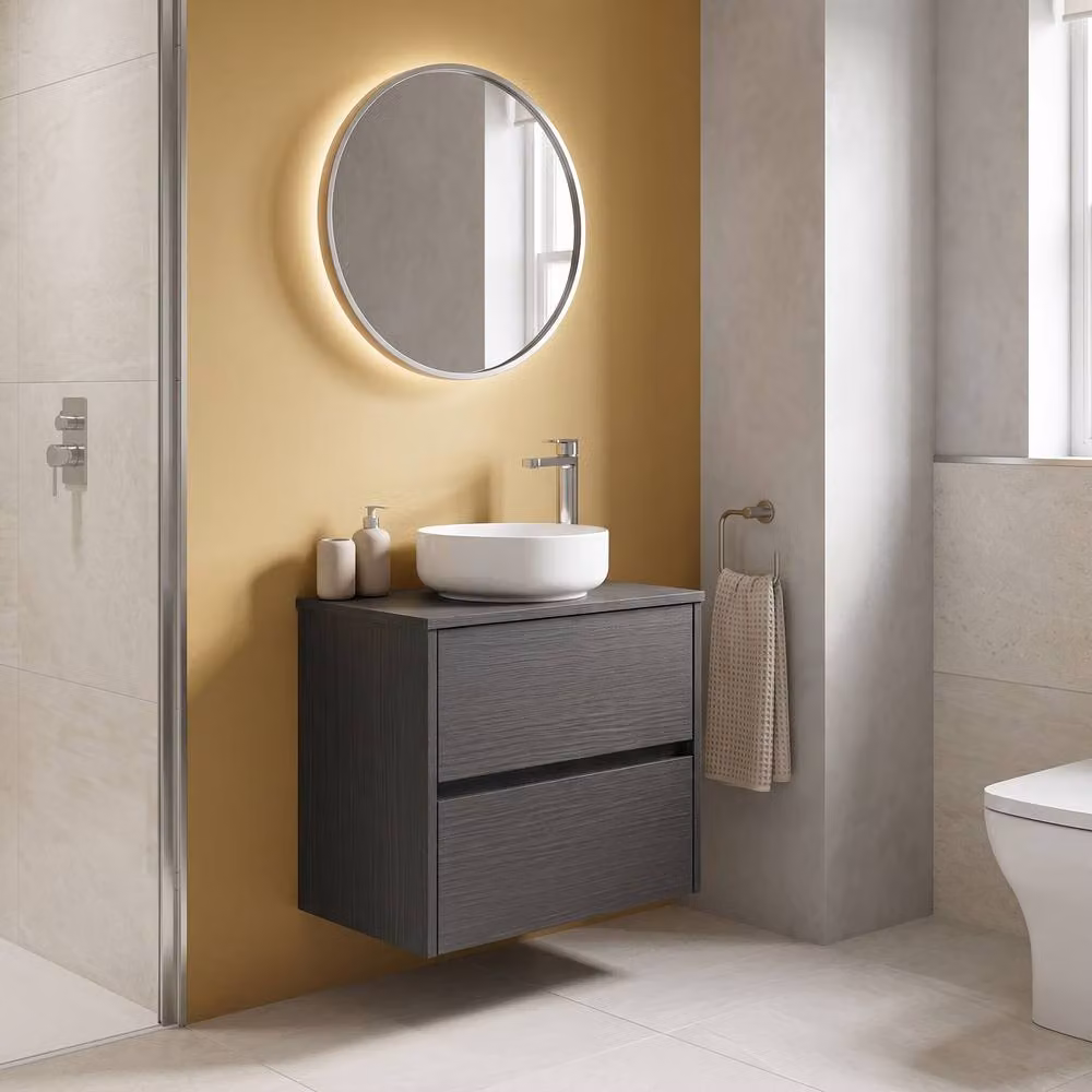 Balterley Chartley 2 Drawer Wall Hung Vanity Unit, Graphite Grey, W: 60 cm – 2
