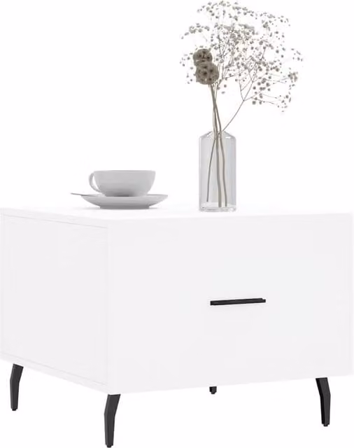 Berkfield Home Modern White Square Coffee Table, W/D/H: 50 x 50 x 40 cm
