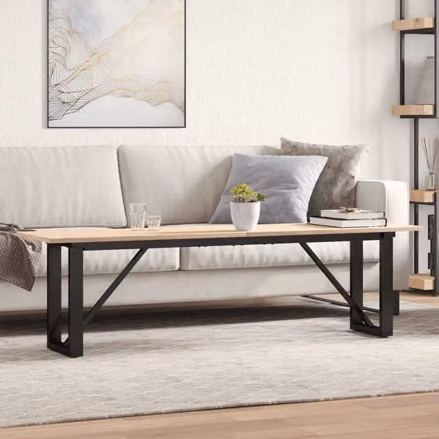 Berkfield Home O-Frame Coffee Table in Brown Solid Pine and Steel, W: 160 cm, D: 40 cm, H: 45 cm