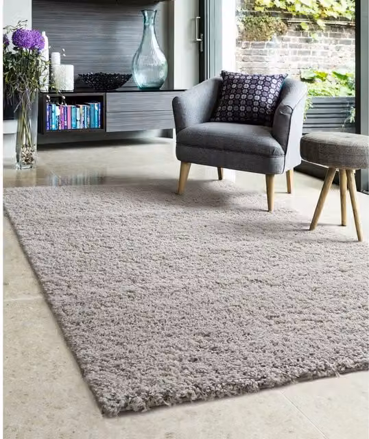 Melrose Interiors Venus Shaggy Area Rug, Beige and Grey, W: 120 cm, L: 170 cm