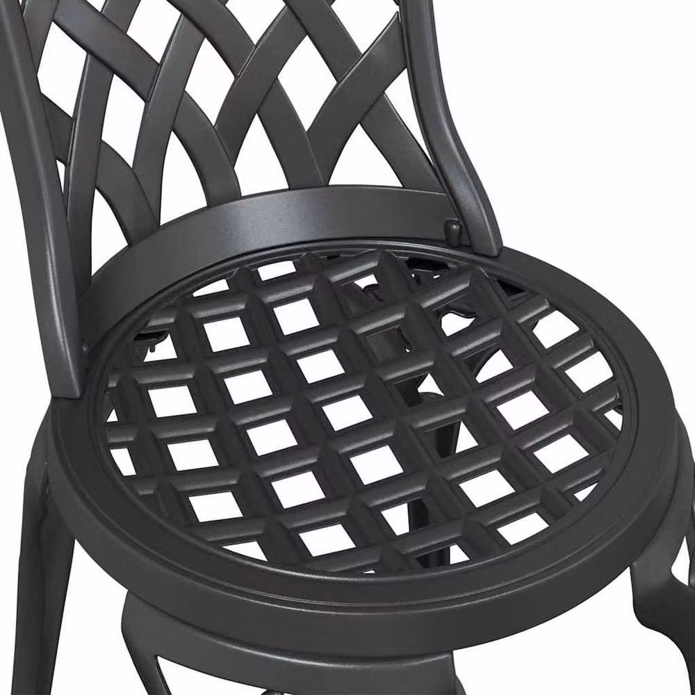 Berkfield Home 3 Piece Black Cast Aluminium Garden Bistro Set – 5