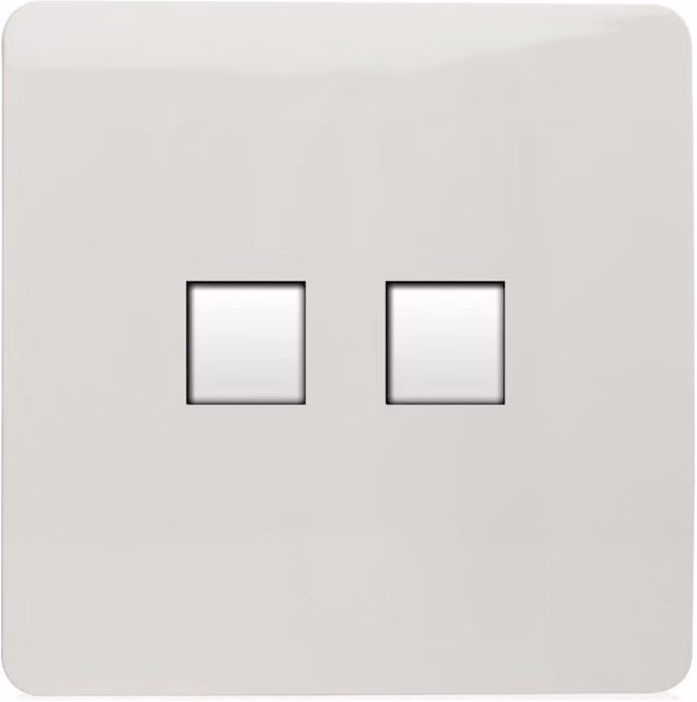 Trendi Switch 2 Gang RJ45 Cat 5e Ethernet and Telephone Secondary Sockets in Ice White