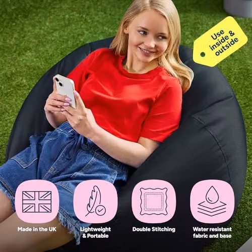 icon Classic Indoor Outdoor Bean Bag and Pouffe in Navy Blue and Black – 4