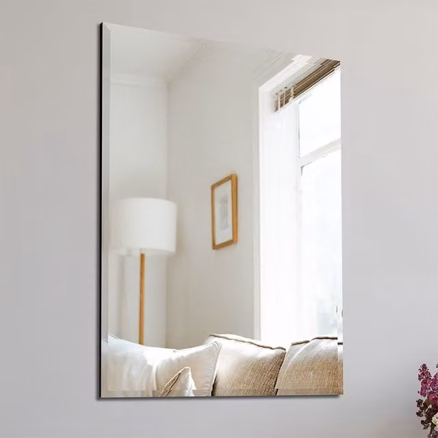Agenzia 14 Minimalist Rectangular Glass Wall Mirror in Silver, W/H: 90 x 60 cm – 1