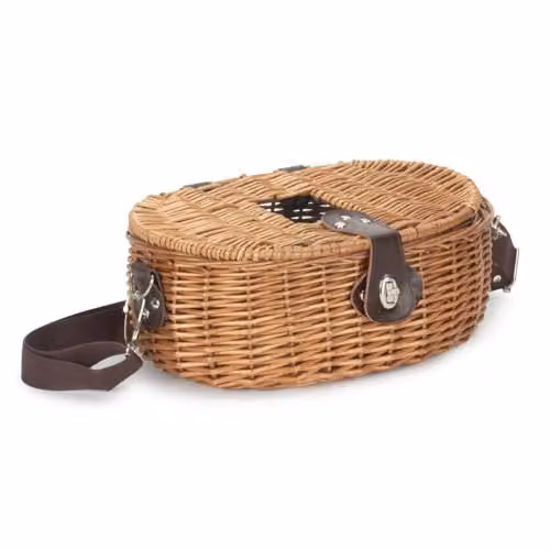 Red Hamper H002 Brown Open Weave Wicker Fishing Tackle Creel Basket