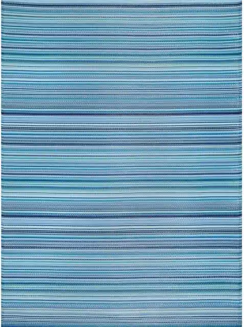 The Rugs Rainbow Collection Striped Outdoor Rectangular Rug in Blue and Multicolour, W: 120 cm, L: 160 cm