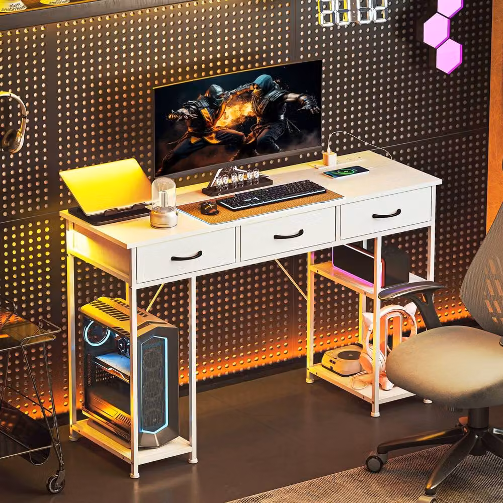 Wyld Haus Riba White Home Office Computer Desk W: 120 cm, H: 76 cm – 7
