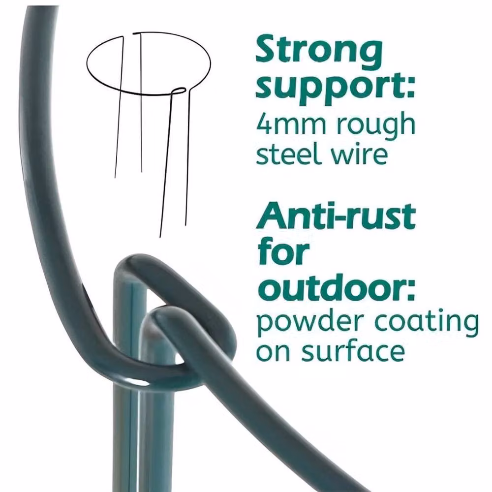 SPETLEK 4-Pack Round Metal Plant Support Stakes in Green – 4