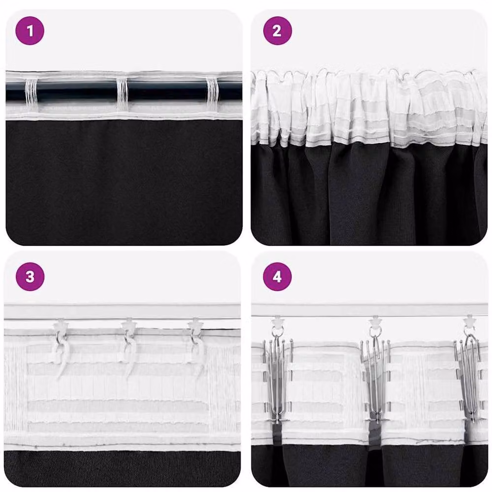 Berkfield Home Modern Black Opaque Polyester Curtains, 2 Pack, H 245 x W 140 cm – 5