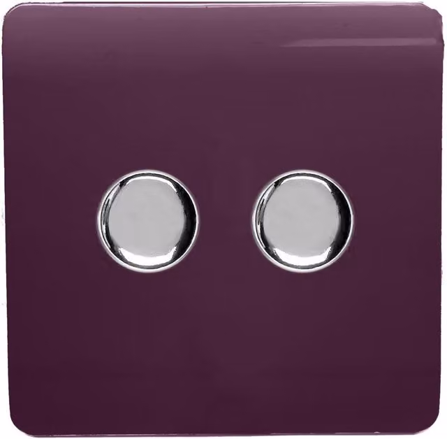 Trendi 2 Gang 2 Way 120w LED Dimmer Switch in Glossy Plum Purple – 1