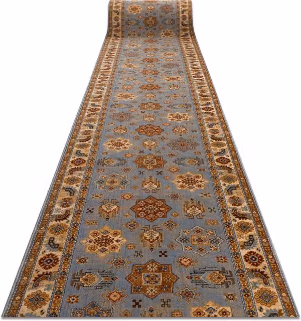 RugsX Blue Oriental Keshan Wool Runner, W: 90 cm, L: 150 cm