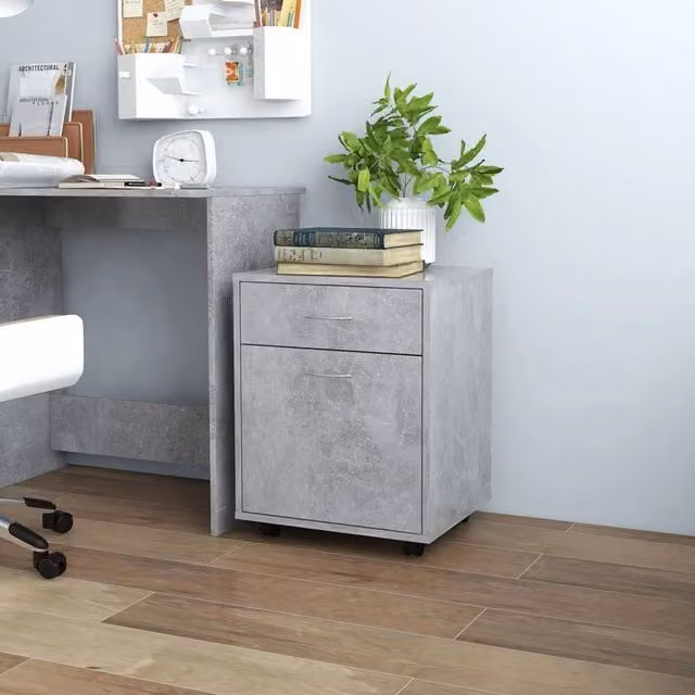 Berkfield Home Rolling Cabinet in Concrete Grey, W/D/H: 45 x 38 x 54 cm – 1
