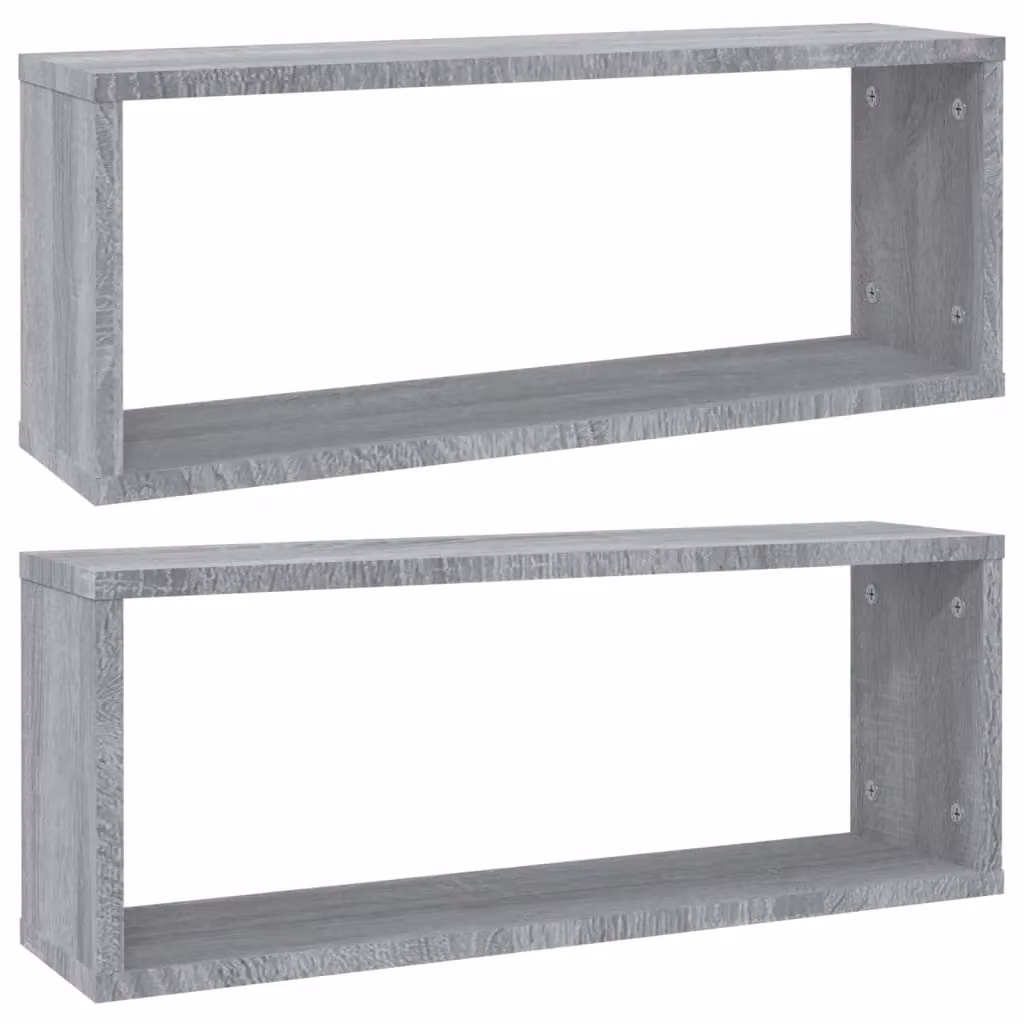 Berkfield Home Wall Mounted Cube Shelves, 2 Pack, Grey Sonoma, W: 60 cm, D: 23 cm, H: 15 cm – 2