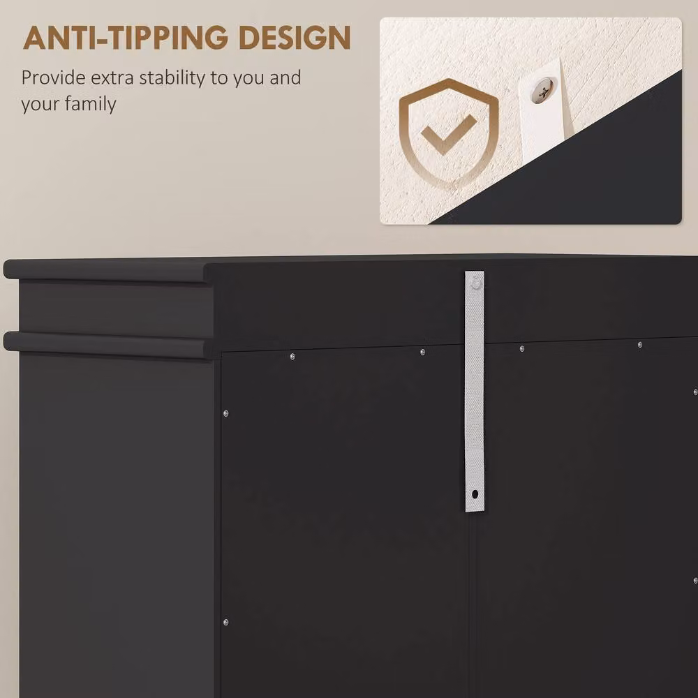 STILVORA Modern Black Matt Shoe Cabinet with 3 Tilting Doors and Internal Shelves, W/D/H: 117.5 x 54.0 x 3.0 cm – 6