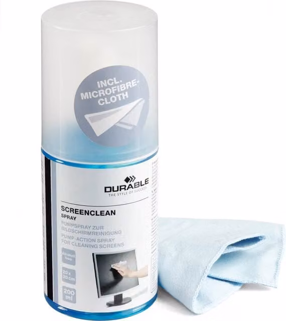 Screenclean Spray with Durable Cloth - White