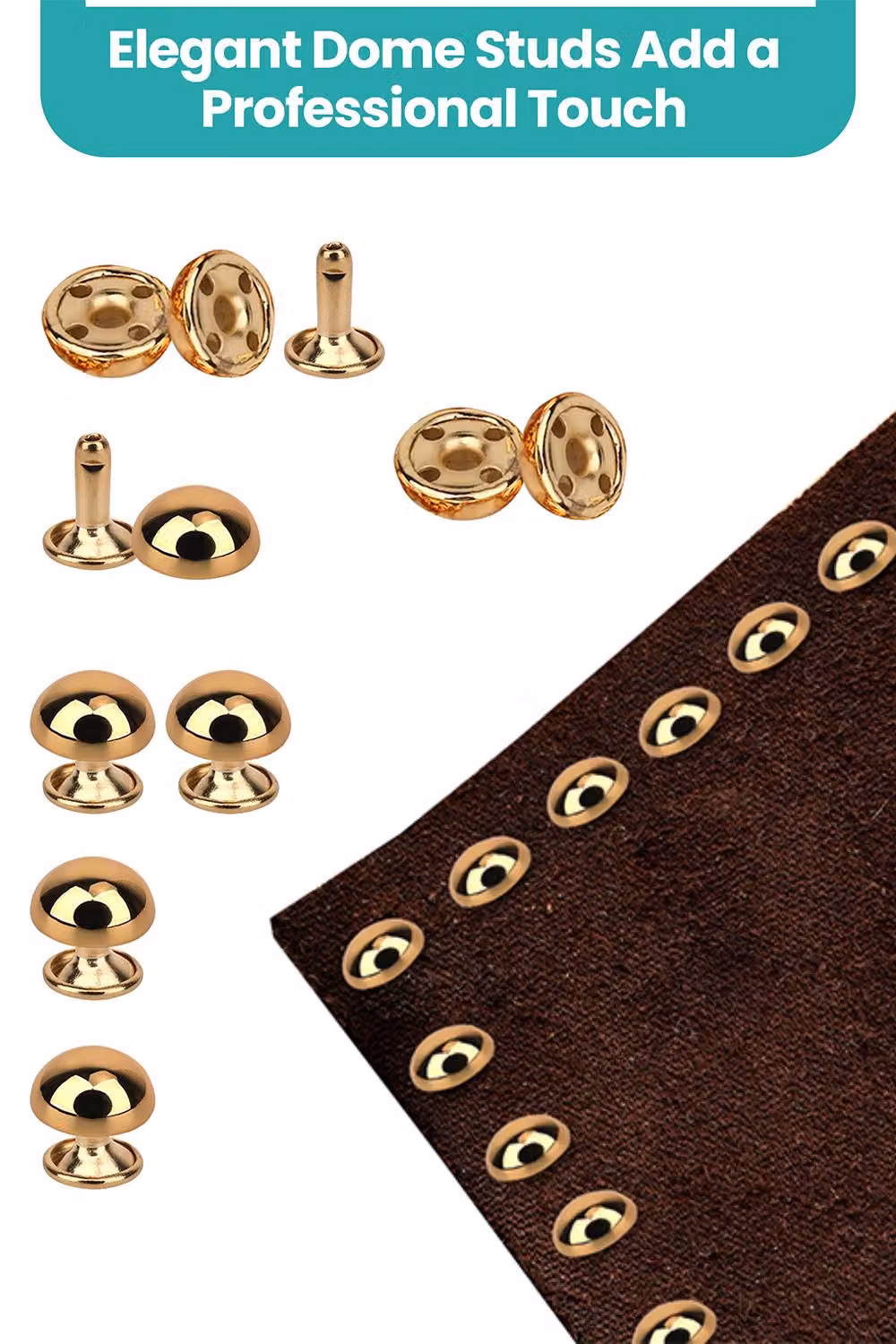 Neel Blue 25-Piece Gold Alloy Bag Feet Rivets Set with 12mm Dome Shaped Feet and 9mm Round Studs – 3