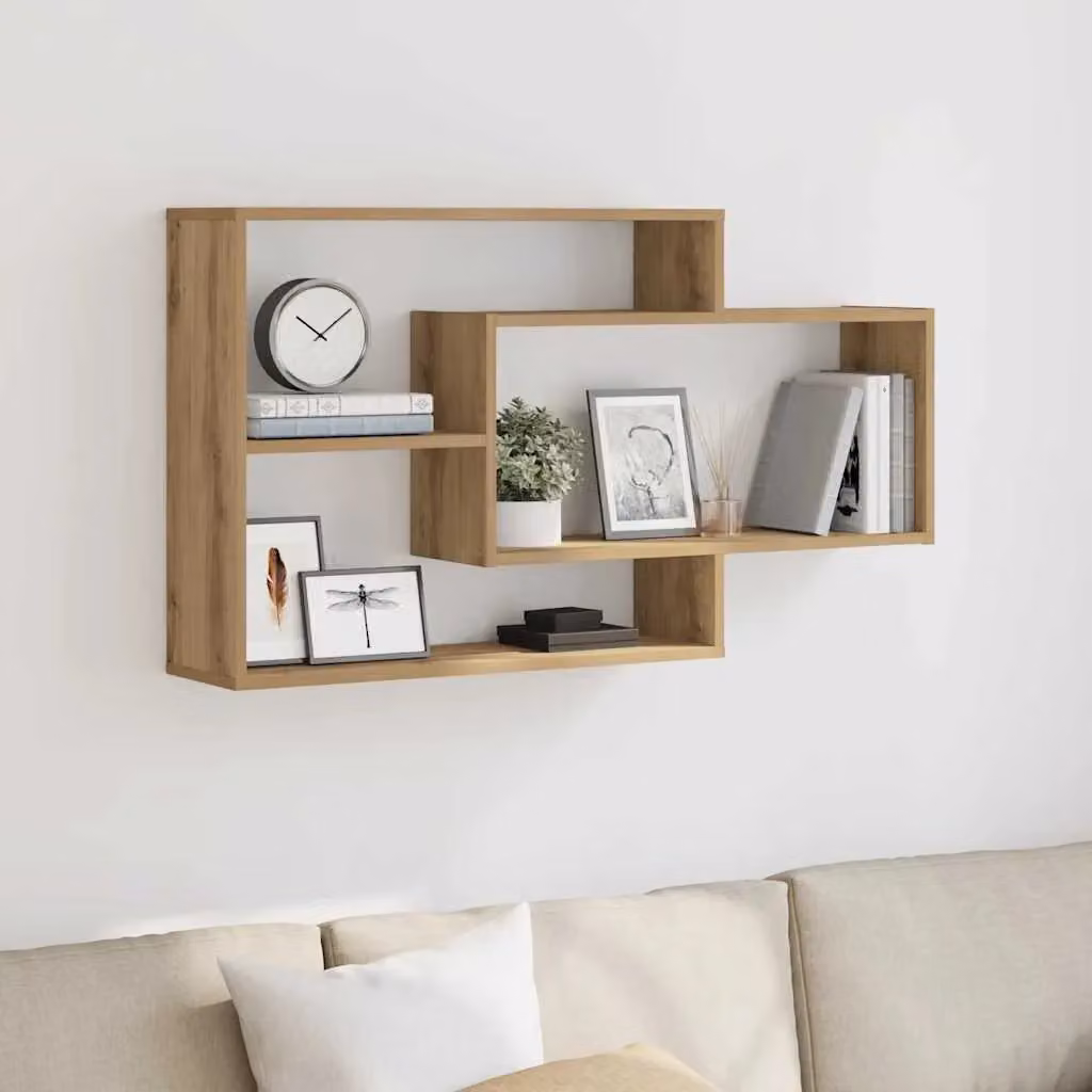 Berkfield Home Artisan Oak Wall Shelf, Brown, W: 104 cm, D: 20 cm, H: 58.5 cm – 3