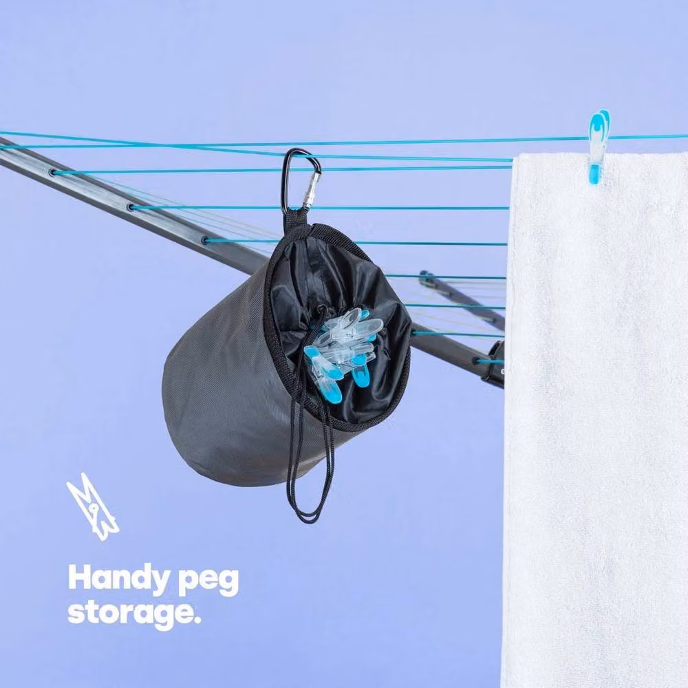 Hinsinc 45m Rotary Washing Line with Cover and Pegs in Grey – 4