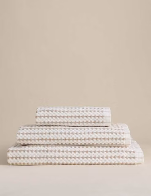 M&S Beige Striped Cotton Towel