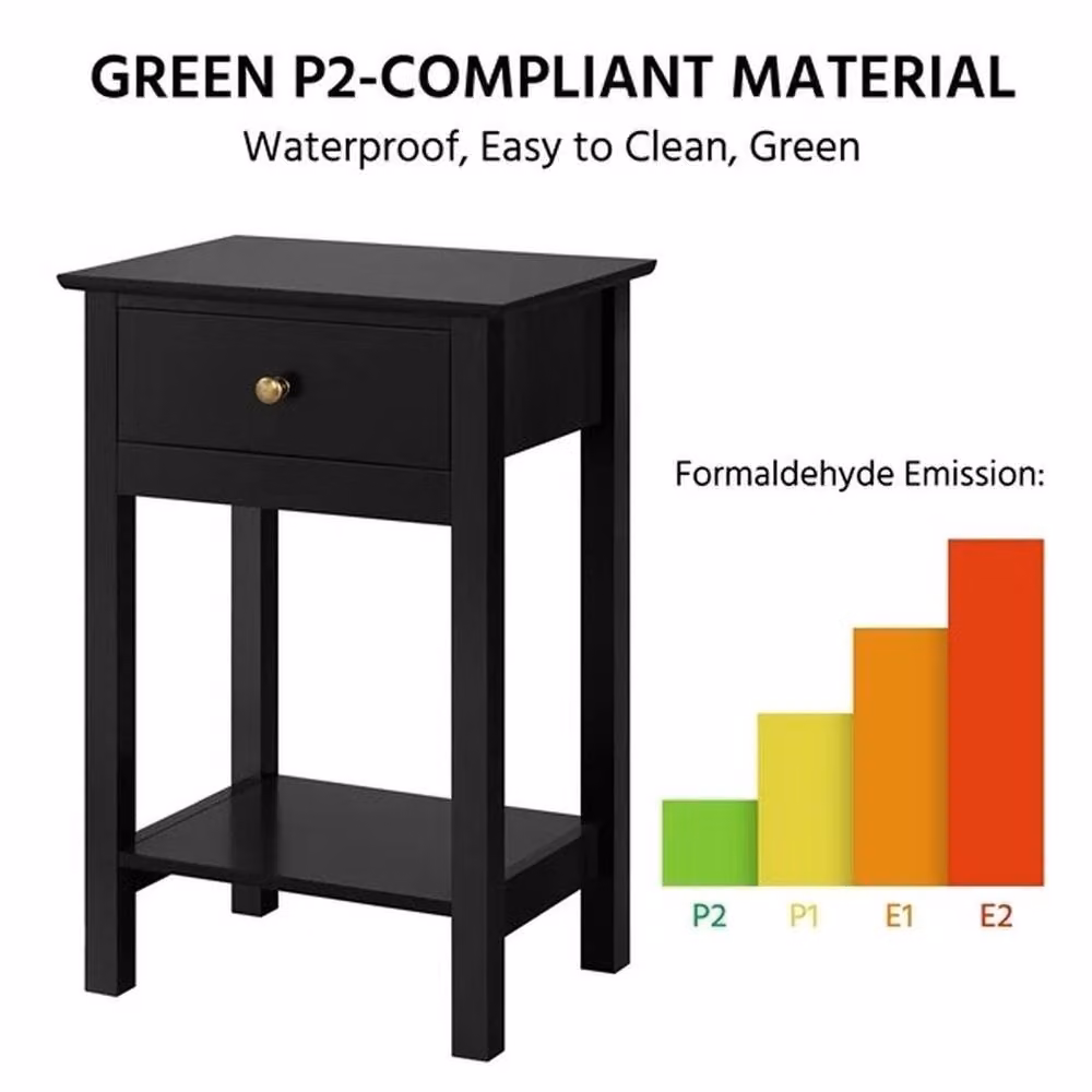 SPETLEK Black Bedside Table with Drawer – 2