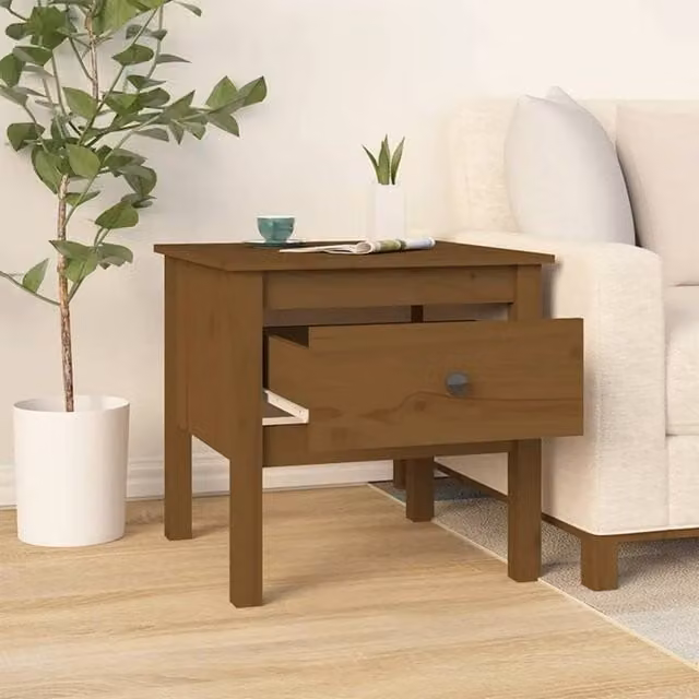 Berkfield Home Honey Brown Solid Pine Wood Side Table W/D/H: 50 x 50 x 49 cm – 1