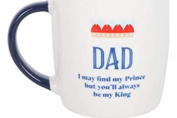 KDMD Dad You'll Be My King Mug in White and Blue, 350 ml – 2