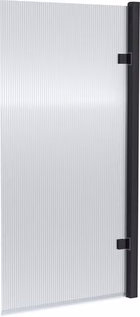 Balterley Square Hinged Fluted Glass Bath Screen, Matt Black, W: 83 cm, H: 152 cm, D: 8 mm