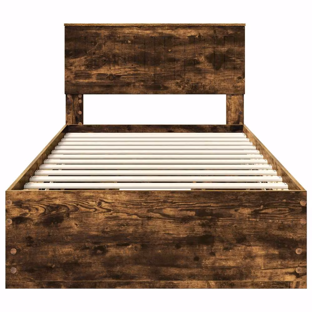 Berkfield Home Modern Bed Frame with Drawers in Smoked Oak Brown, W/D/H: 100 x 200 cm – 4