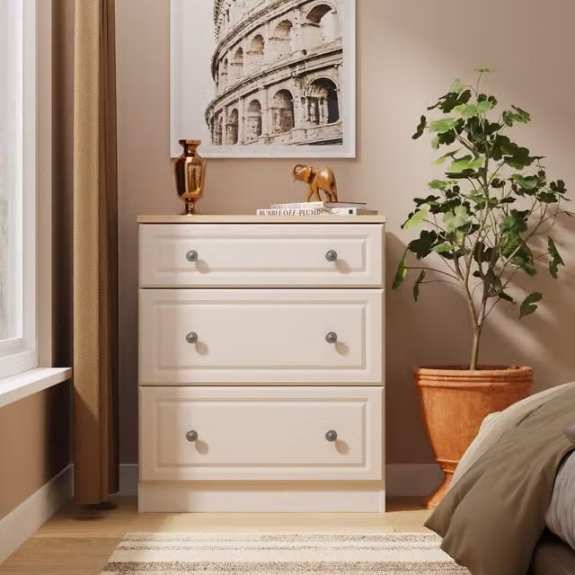 Ready Assembled 2 U Surrey 3 Drawer Deep Chest in Taupe – 1