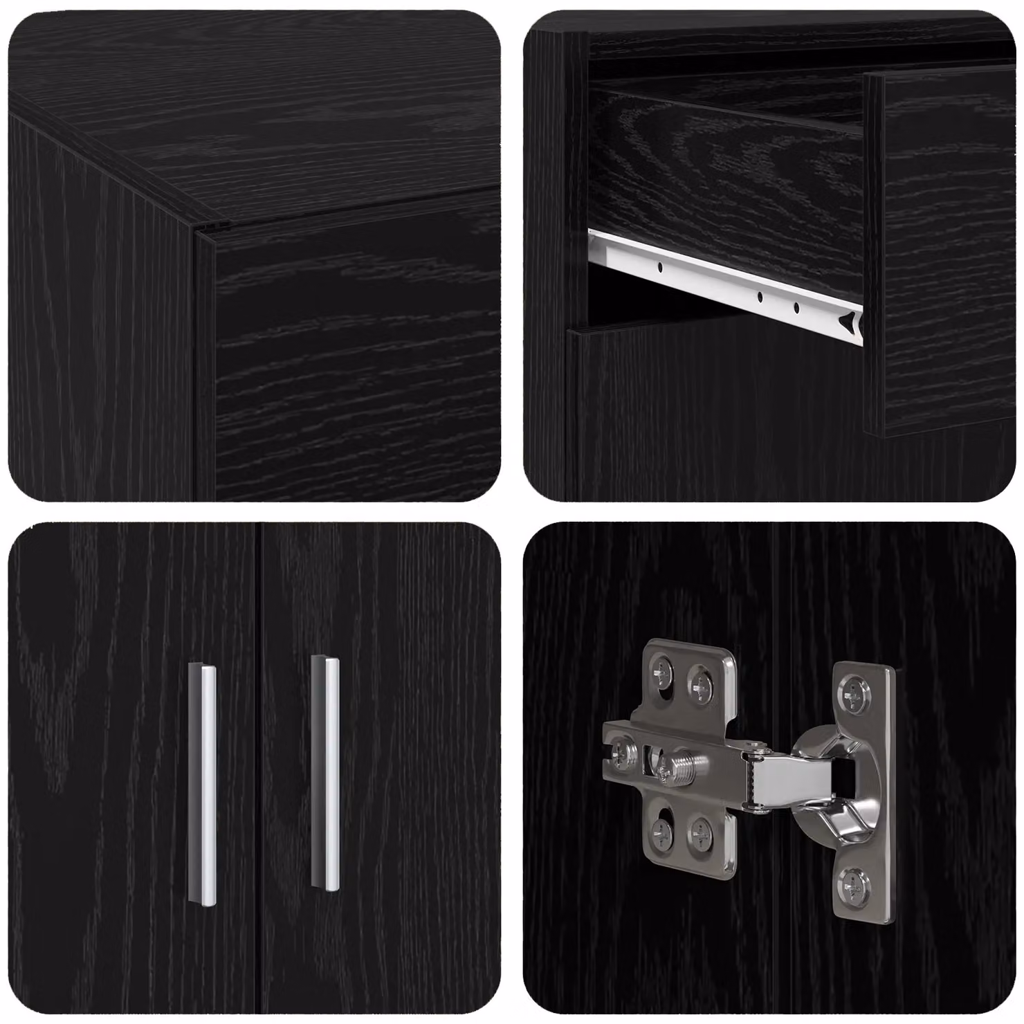 Berkfield Home Storage Cabinet in Black Oak, W: 80 cm, D: 42.5 cm, H: 93.5 cm – 4