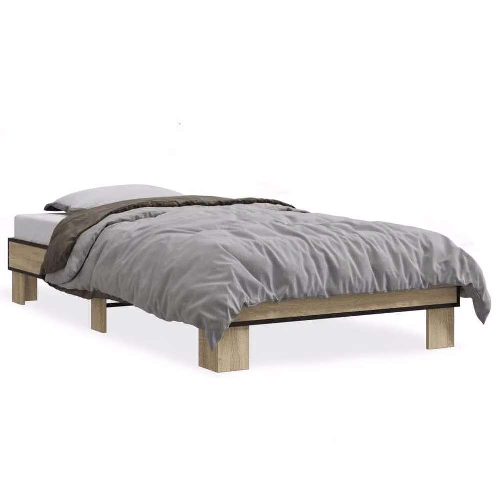 Berkfield Home Durable Sonoma Oak Bed Frame in Light Tan Beige, W/D/H: 75 x 190 x 30 cm – 3