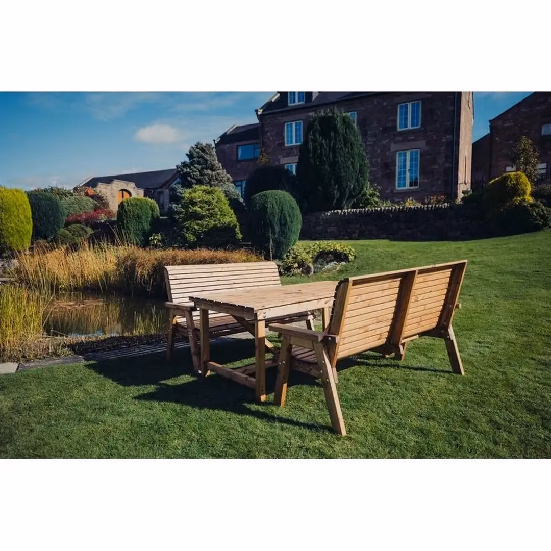 Churnet Valley Garden Furniture Ltd Valley 6 Seat Set with 2X3B Table in Brown Pine Wood – 2