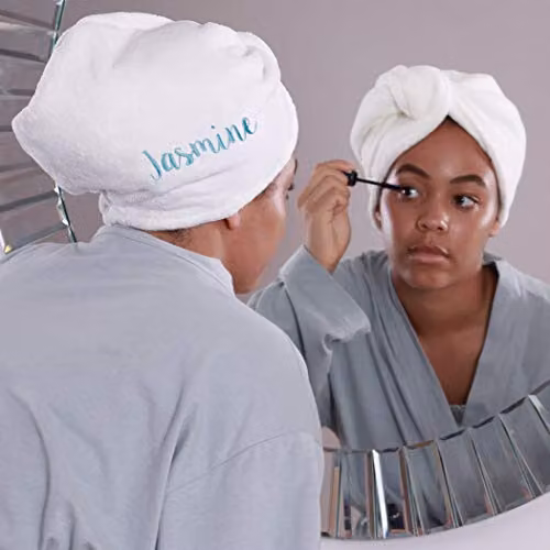 Duncan Stewart Personalised Microfibre Hair Turban Towel in White – 2