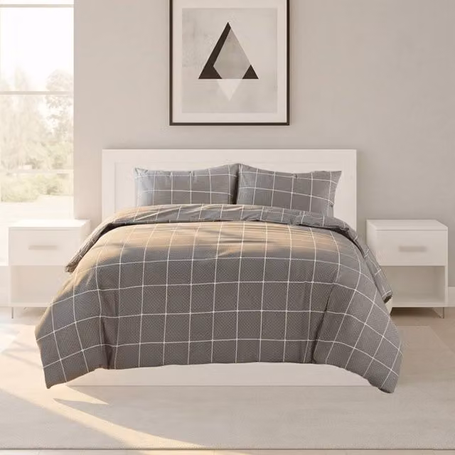 Snug City Grey Dotted Pattern Duvet Cover and Pillowcase Set, Super King, 200 x 200 cm – 1