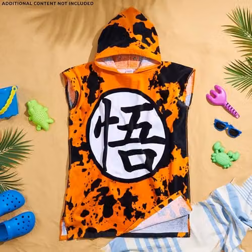 Get Trend Dragon Ball Z Hooded Cotton Bath Towel Poncho for Kids and Teens, Orange – 5