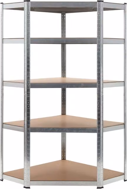 Berkfield Home Silver Storage Shelf with Adjustable Shelves, Steel and MDF, W/D/H: 90 x 90 x 180 cm – 1