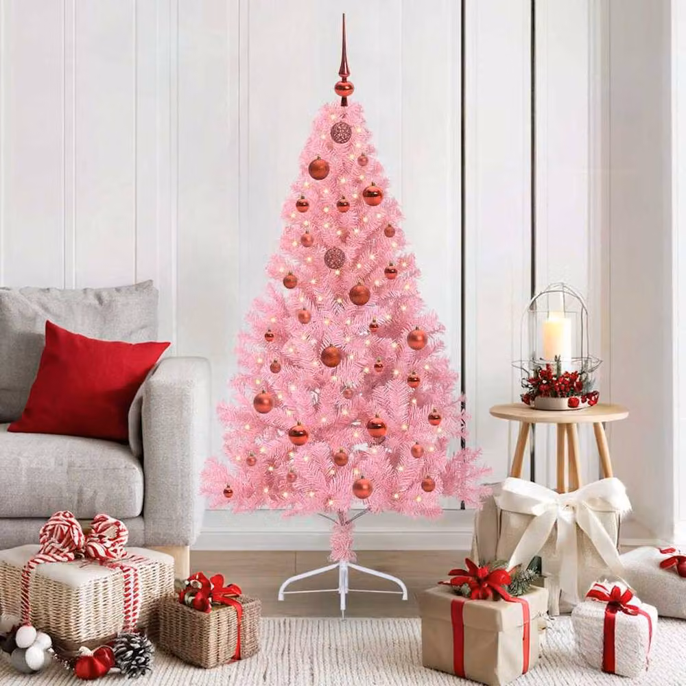 Berkfield Home Beautiful Pink Artificial Pre-lit Christmas Tree with 150 LEDs – 2